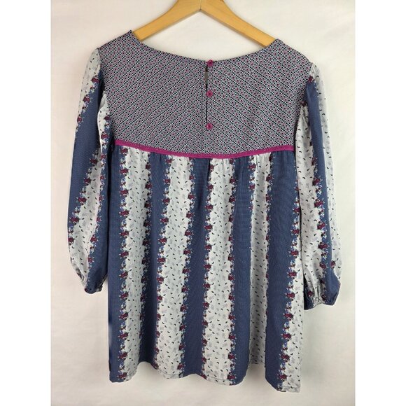 Matilda Jane Womens Shirt Size Large Blue A Quick Getaway Half Sleeve Top Blouse - Picture 9 of 11